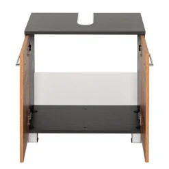 ParesBadezimmer : Spiegelschrank, Waschtischunterschrank, Hängeschränke - Graphit/Eiche