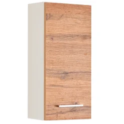 ParesBadezimmer : Säulenschrank, Spiegelschrank, Waschtischunterschrank, Hängeschränke - Eiche/Weiß