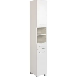 ParesBadezimmer : Säulenschrank, Spiegelschrank, Waschbeckenunterschrank - weiß
