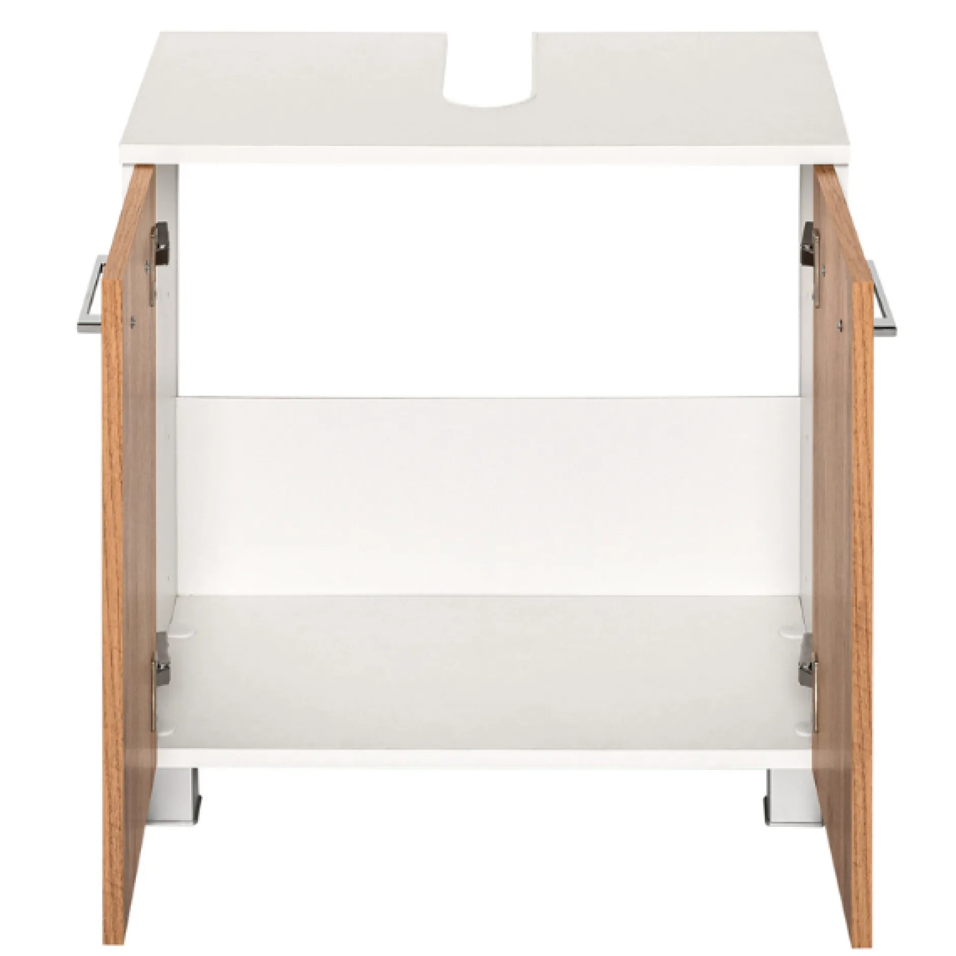 ParesBadezimmer : Säulenschrank, Spiegelschrank, Waschtischunterschrank - Eiche/Weiß
