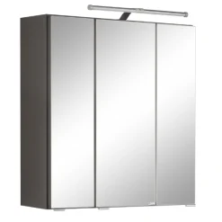 ParesBadezimmer : Säulenschrank, Spiegelschrank, Waschtischunterschrank - graphit/gelb