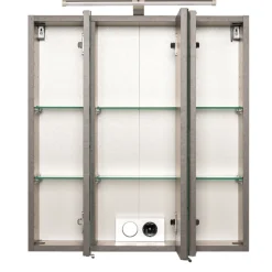 ParesBadezimmer : Säulenschrank, Spiegelschrank, Waschtischunterschrank - graphit/gelb