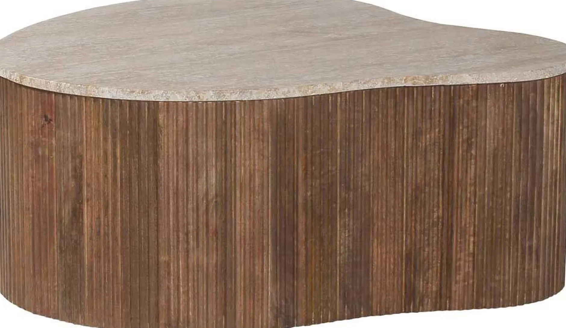 Paul 83 cm Mangoholz Couchtisch mit Travertin Beige