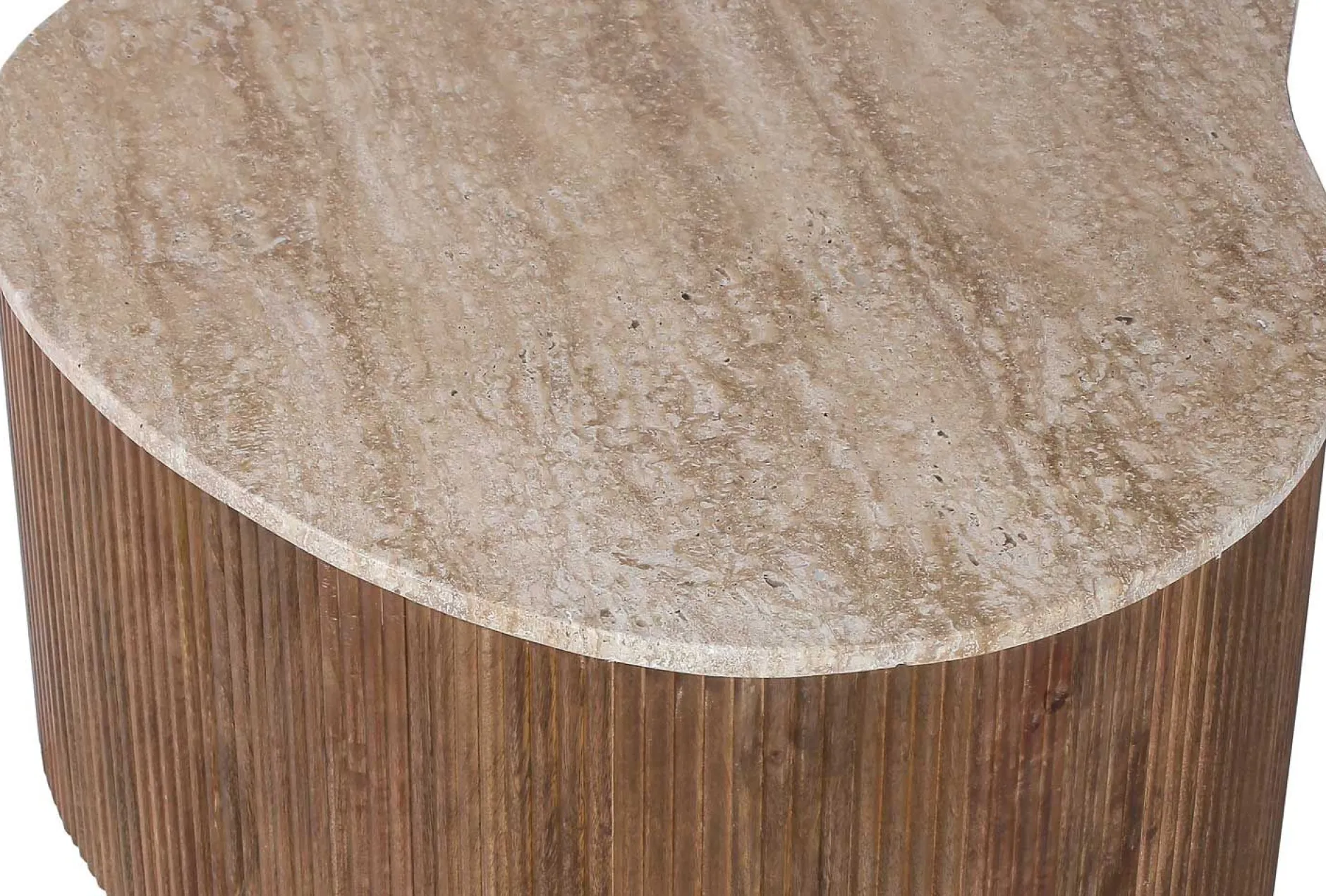 Paul 83 cm Mangoholz Couchtisch mit Travertin Beige