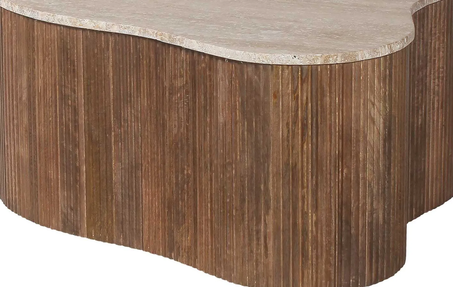 Paul 83 cm Mangoholz Couchtisch mit Travertin Beige