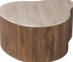 Paul 83 cm Mangoholz Couchtisch mit Travertin Beige
