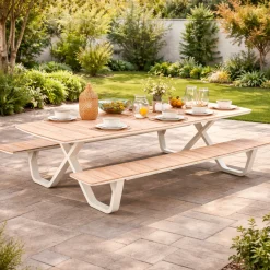 Picknicktisch Mary - Gescova - Teakholz & Aluminium - 300x200x75 cm - Beige