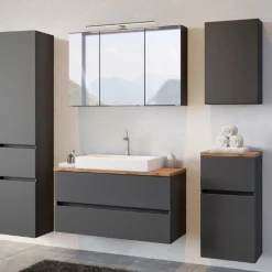 PiscaBadezimmer : Hängeschränke, Spiegelschrank, Waschtischschrank, Säulenschrank - graphitgrau