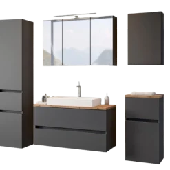 PiscaBadezimmer : Hängeschränke, Spiegelschrank, Waschtischschrank, Säulenschrank - graphitgrau