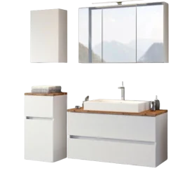 PiscaBadezimmer : Wandschränke, Spiegelschrank, Waschbeckenschrank - weiß