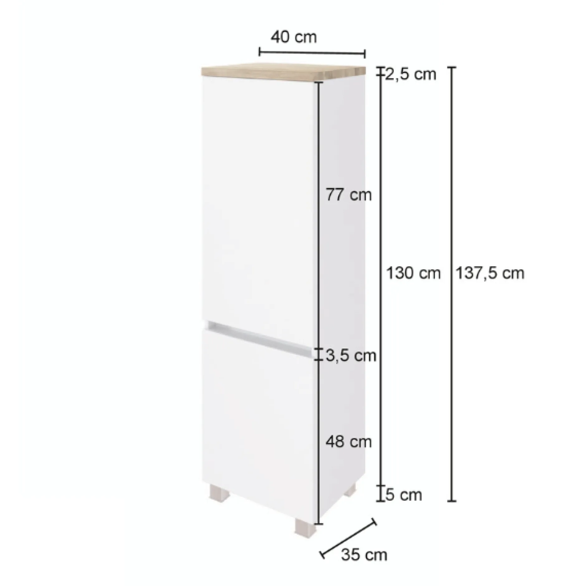 PiscaBadezimmer : Wandschränke, Spiegelschrank, Waschbeckenschrank, Säulenschrank - Eiche Dekor