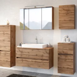 PiscaBadezimmer : Wandschränke, Spiegelschrank, Waschbeckenschrank, Säulenschrank - Eiche Dekor