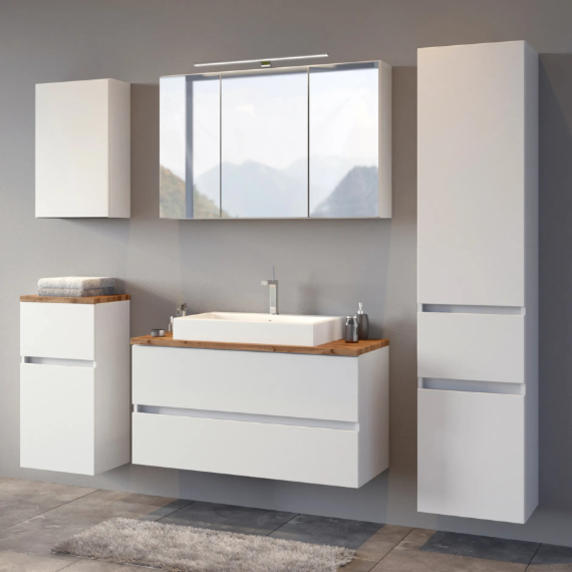 PiscaBadezimmer : Wandschränke, Spiegelschrank, Waschtischschrank, Säulenschrank - weiß