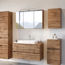 PiscaBadezimmer : Wandschränke, Spiegelschrank, Waschbeckenschrank, Säulenschrank - Eiche Dekor