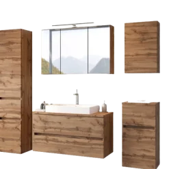 PiscaBadezimmer : Wandschränke, Spiegelschrank, Waschbeckenschrank, Säulenschrank - Eiche Dekor