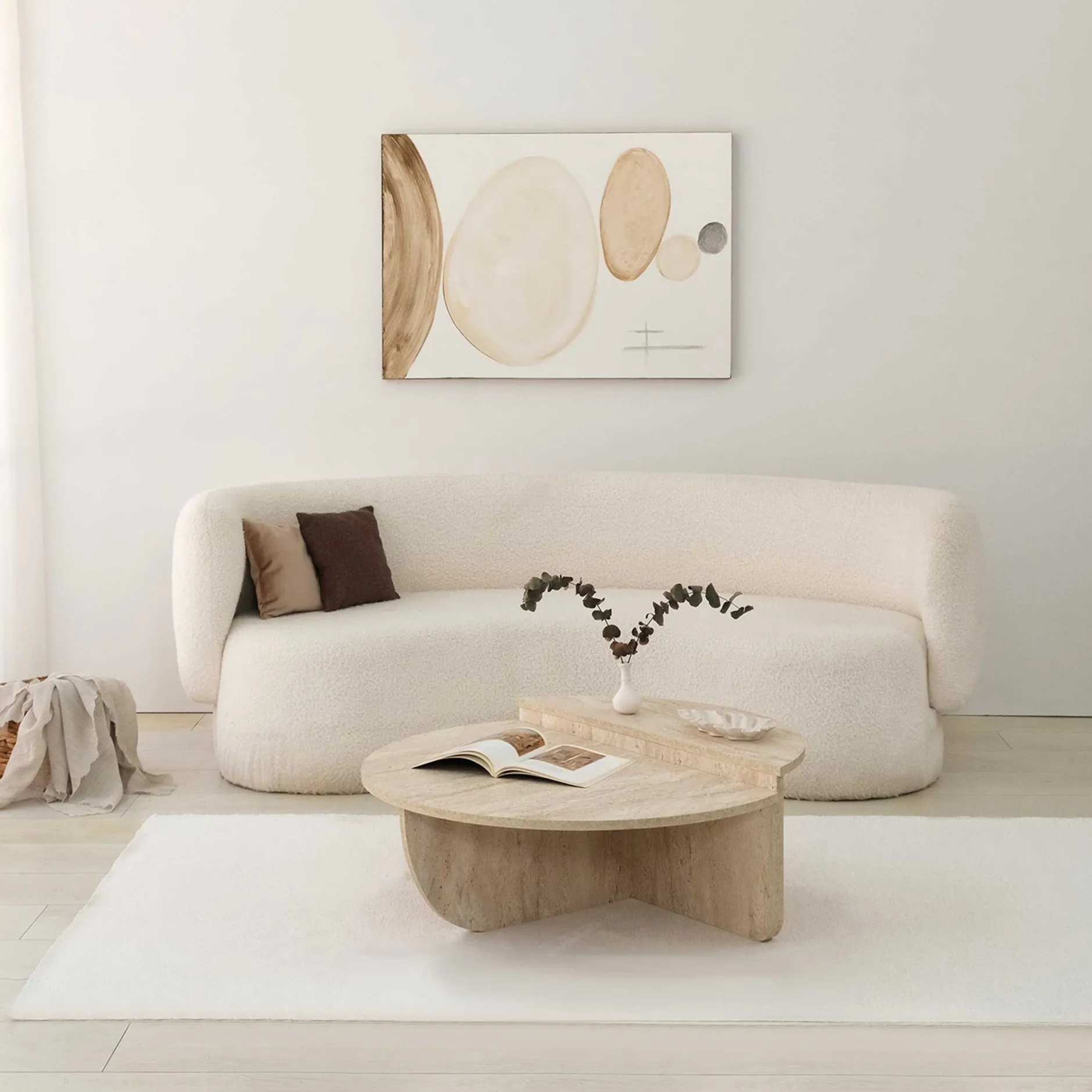 Podium Couchtisch | 100 % MELAMIN | Travertin