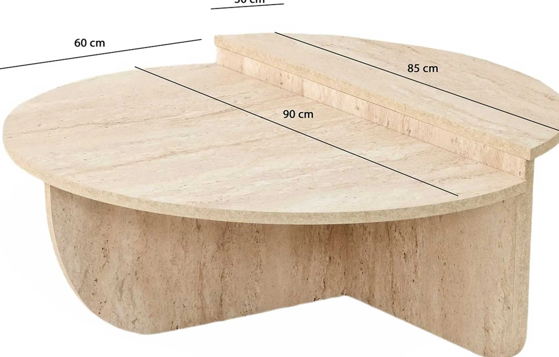 Podium Couchtisch | 100 % MELAMIN | Travertin