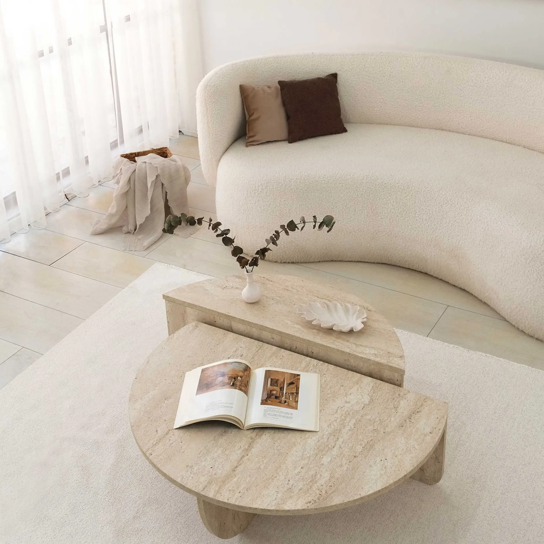 Podium Couchtisch | 100 % MELAMIN | Travertin