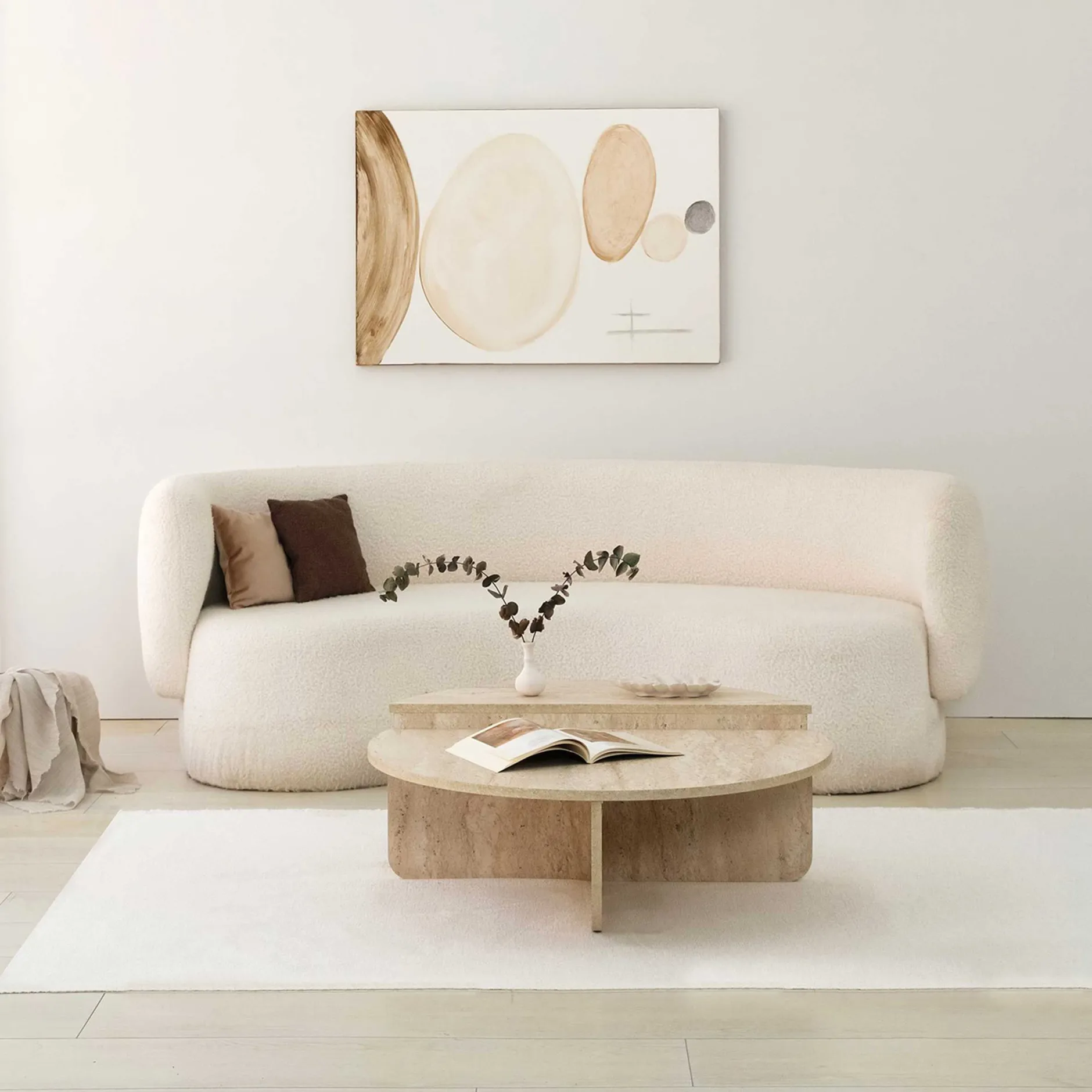 Podium Couchtisch | 100 % MELAMIN | Travertin