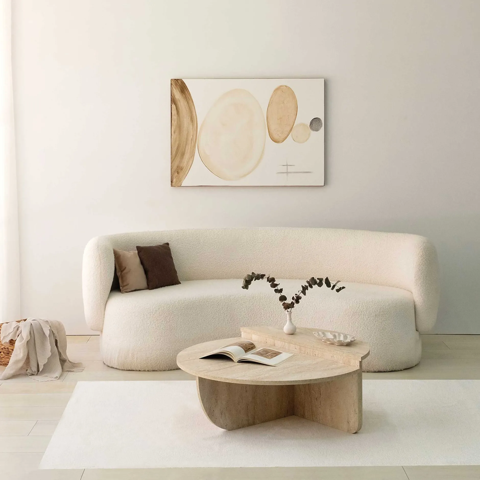 Podium Couchtisch | 100 % MELAMIN | Travertin