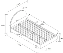 Polsterbett Maeva 90x200cm mit Nachttisch - weißer Bouclé-Stoff