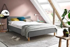 Polsterdoppelbett Amber - hellgrau