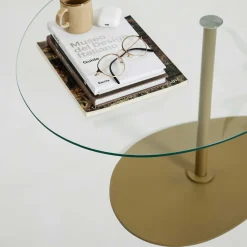 Porto Couchtisch | GEHÄRTETES GLAS | Transparent, Gold