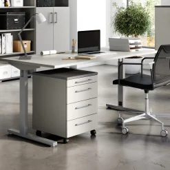 Presley Schreibtisch 180cm mechanisch verstellbar - hellgrau/silber