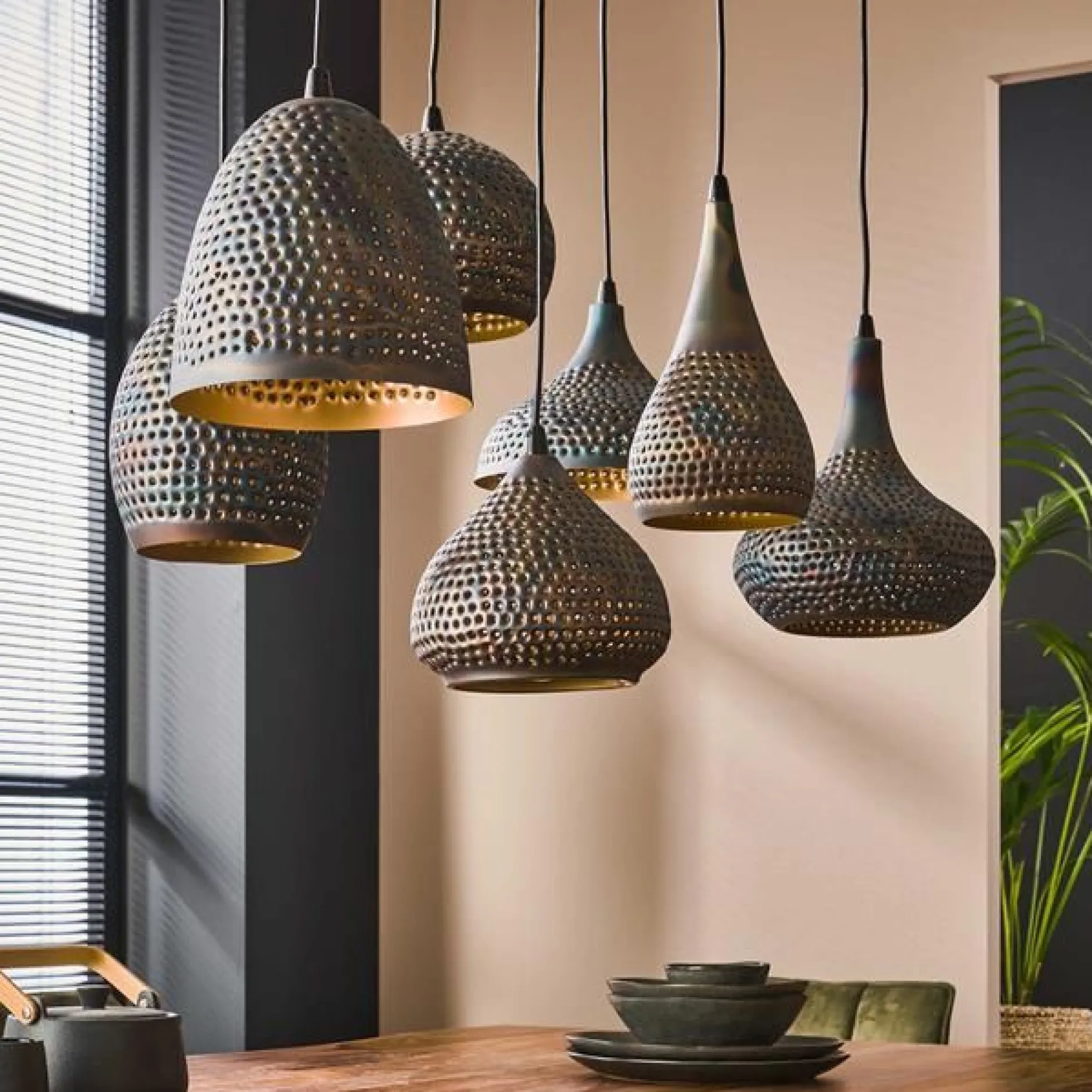 Punchy Hängeleuchte 150 cm-schwarz-braun