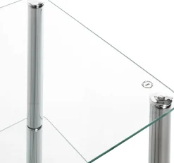 Quadratischer Beistelltisch Bas - 39x39x75 cm - Chromstahl/Sicherheitsglas