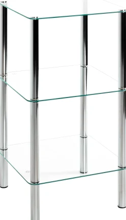 Quadratischer Beistelltisch Bas - 39x39x75 cm - Chromstahl/Sicherheitsglas