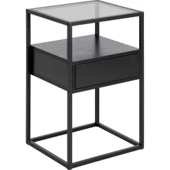 Quadratischer Nachttisch Randolf - 40x35x60 cm - Schwarz