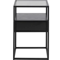 Quadratischer Nachttisch Randolf - 40x35x60 cm - Schwarz