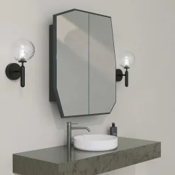 Quartz Badezimmerschrank | 100 % MDF | Schwarz