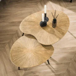 Ray Metall Nierenförmiger Couchtisch Set in Antik Gold