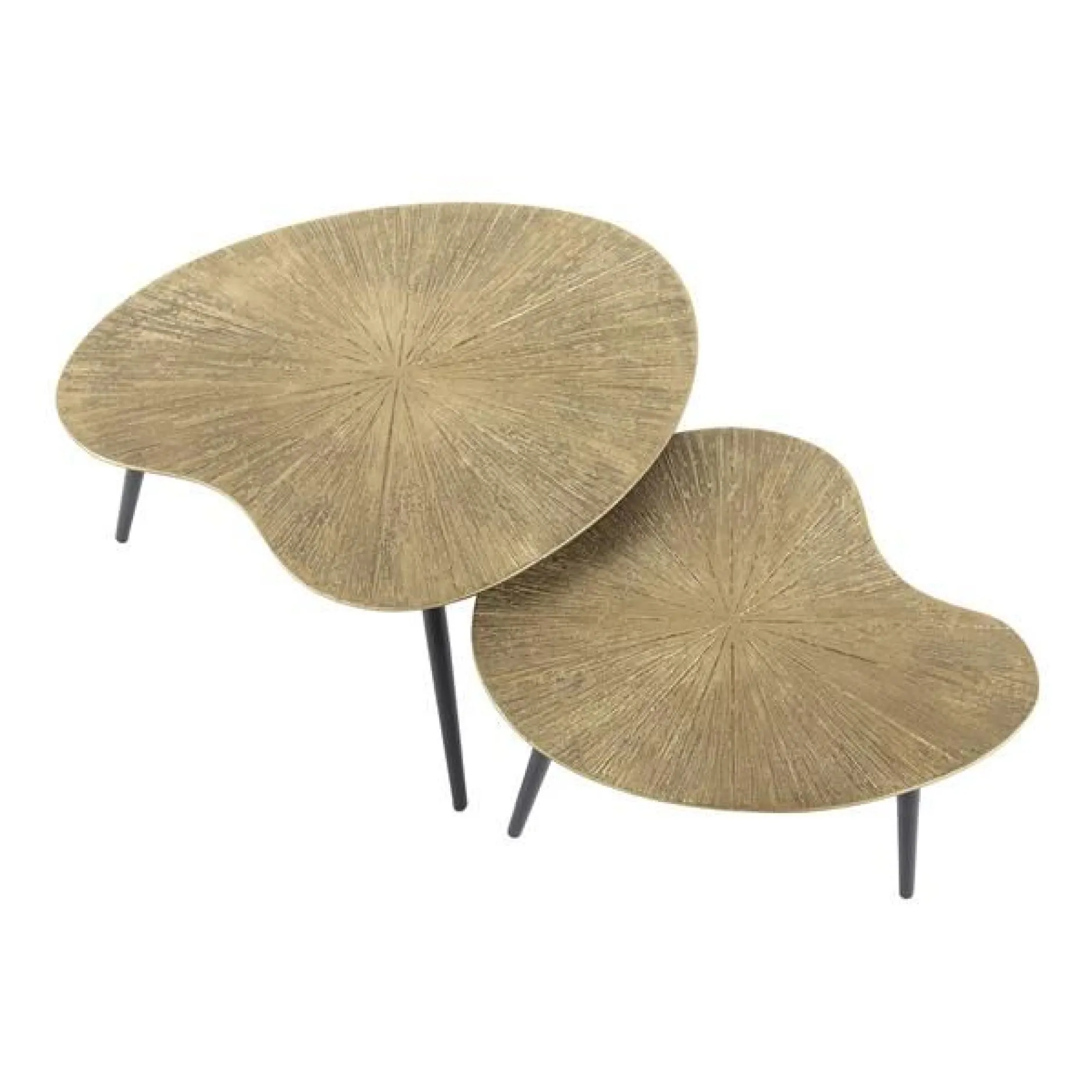 Ray Metall Nierenförmiger Couchtisch Set in Antik Gold