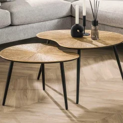 Ray Metall Nierenförmiger Couchtisch Set in Antik Gold