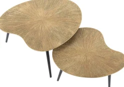 Ray Metall Nierenförmiger Couchtisch Set in Antik Gold
