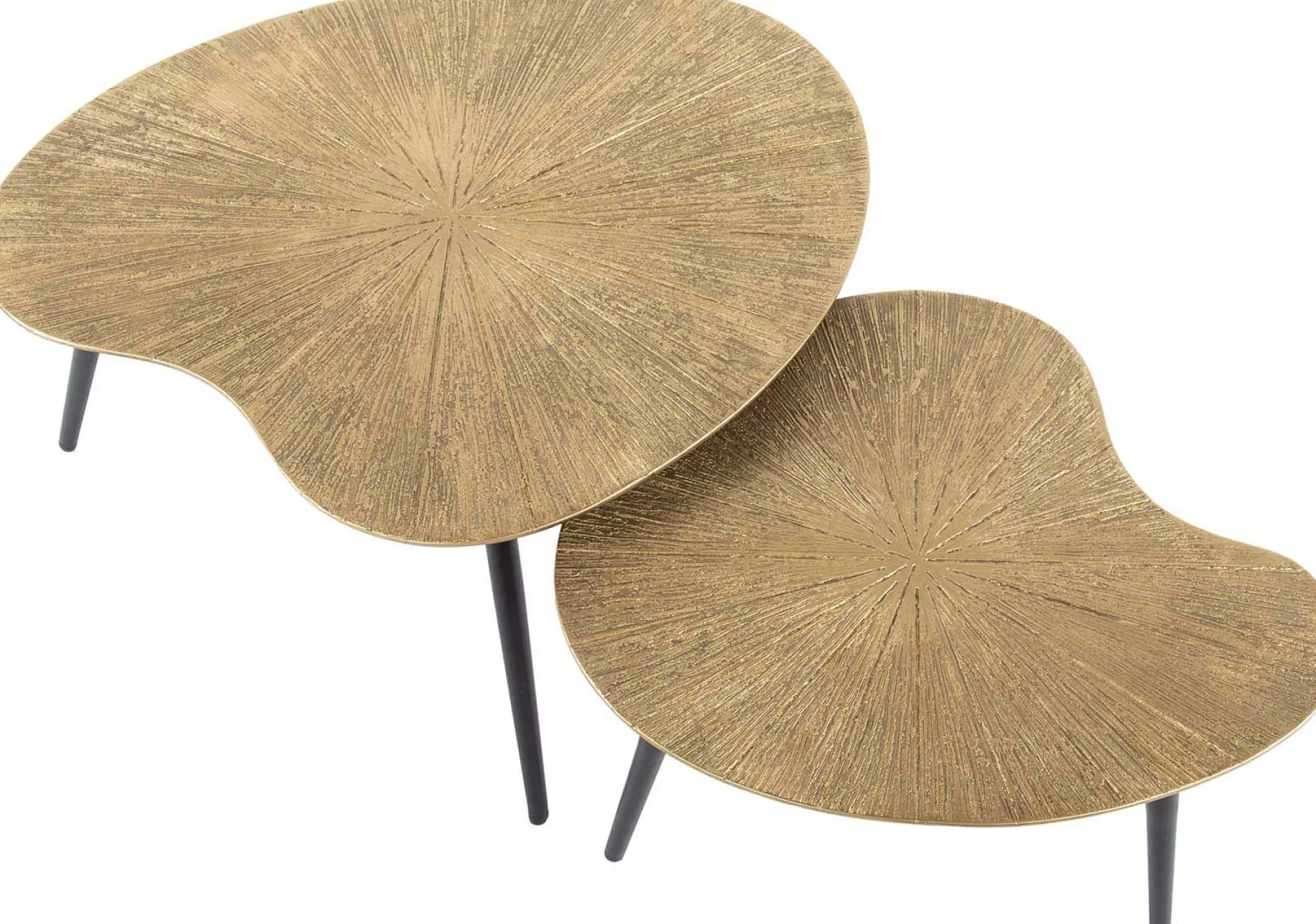 Ray Metall Nierenförmiger Couchtisch Set in Antik Gold