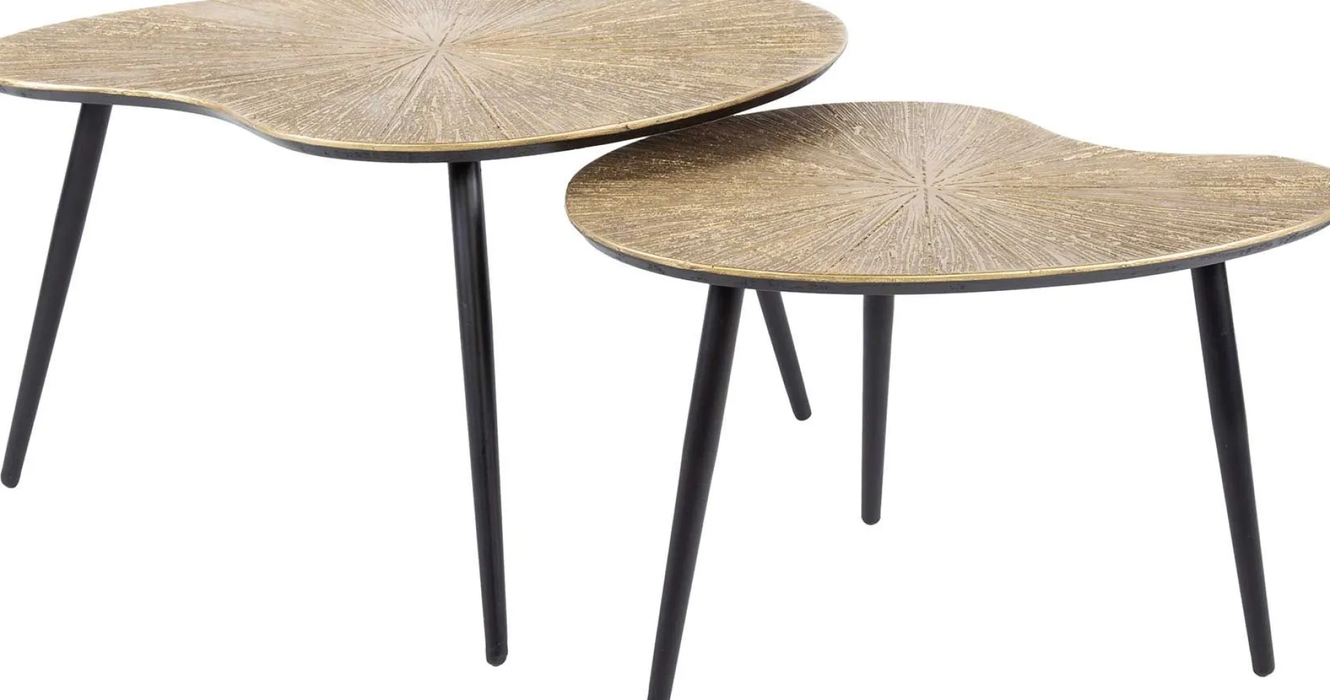 Ray Metall Nierenförmiger Couchtisch Set in Antik Gold