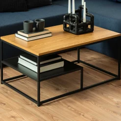 Rechteckiger Couchtisch mit Wildeiche-Finish