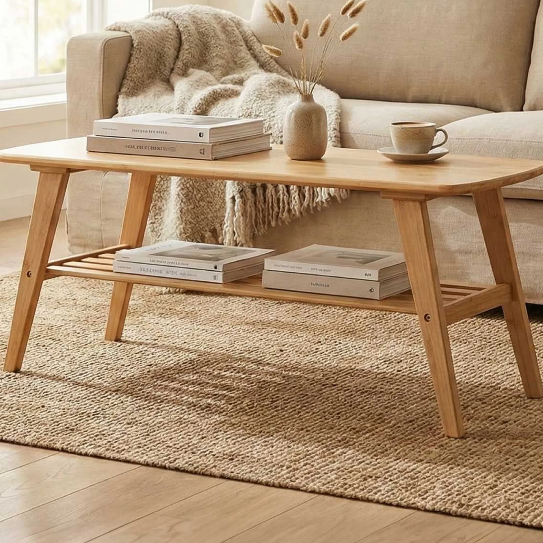 Reini Couchtisch - 120x60x50cm - Bambusholz