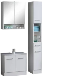 RiccaBadezimmer : Spiegelschrank, Waschtischunterschrank, Säulenschrank - weiß