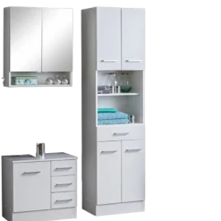 RiccaBadezimmer : Spiegelschrank, Waschtischunterschrank, Säulenschrank - weiß