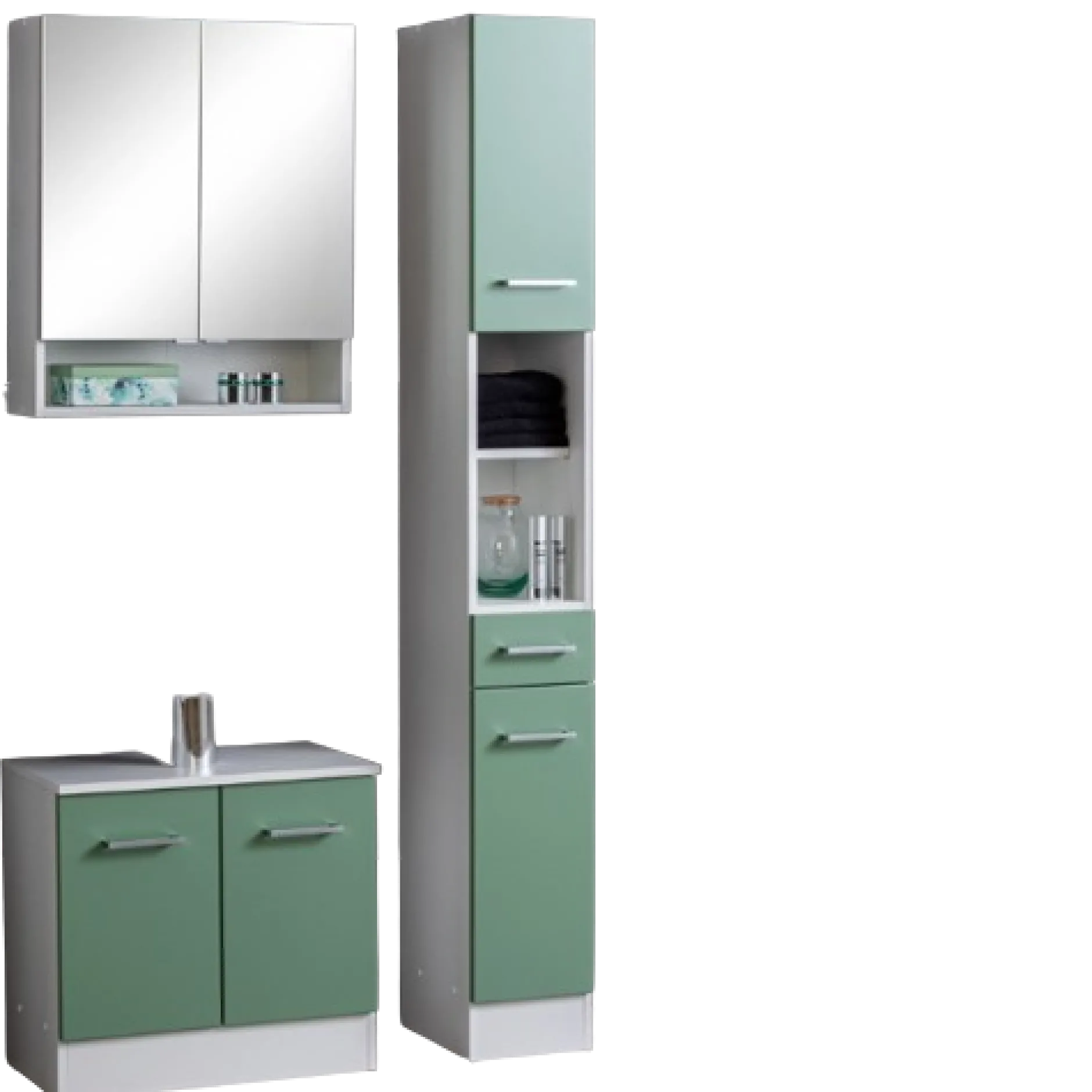 RiccaBadezimmer : Spiegelschrank, Waschbeckenunterschrank, Säulenschrank - grün