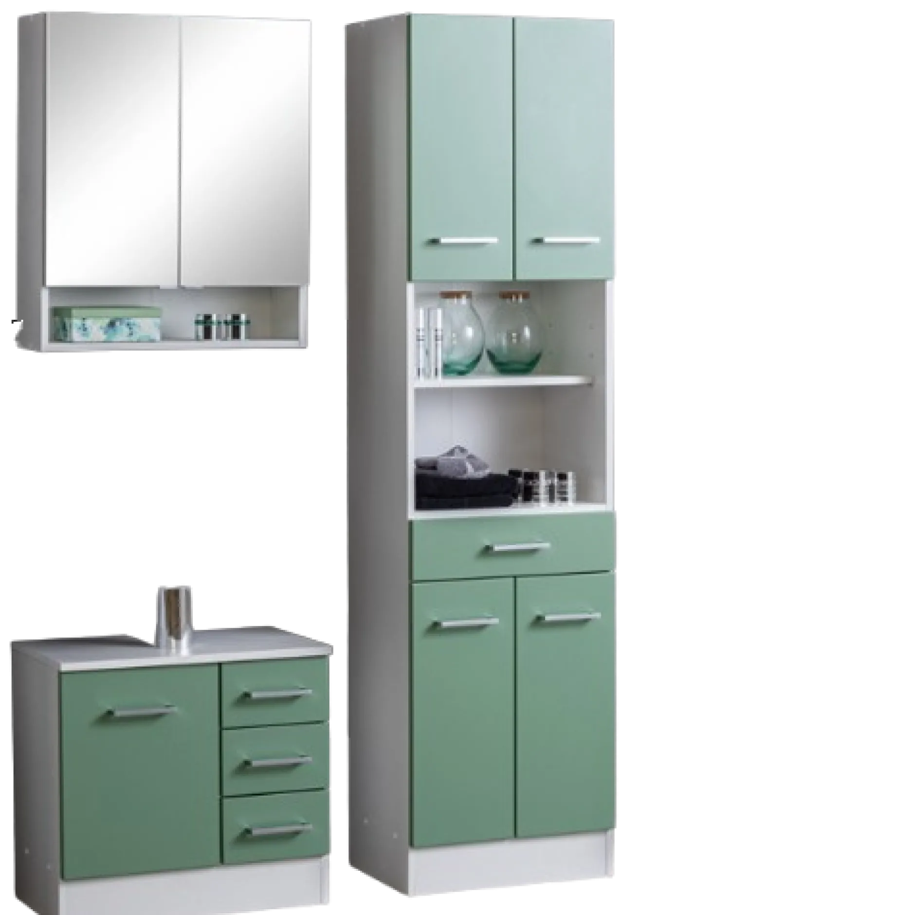 RiccaBadezimmer : Spiegelschrank, Waschbeckenunterschrank, Säulenschrank - grün