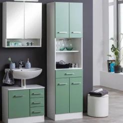 RiccaBadezimmer : Spiegelschrank, Waschbeckenunterschrank, Säulenschrank - grün