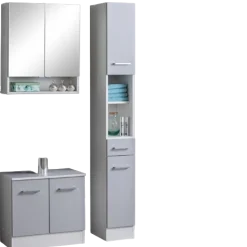 RiccaBadezimmer : Spiegelschrank, Waschbeckenunterschrank, Säulenschrank - grau