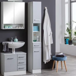 RiccaBadezimmer : Spiegelschrank, Waschbeckenunterschrank, Säulenschrank - grau