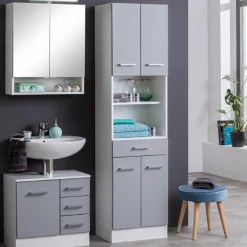 RiccaBadezimmer : Spiegelschrank, Waschbeckenunterschrank, Säulenschrank - grau